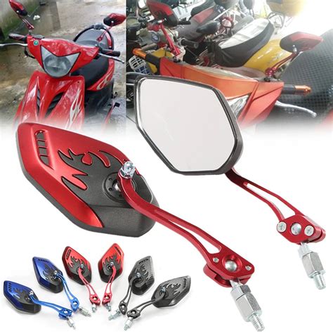 2pcs Red 8mm 10mm CNC Rearview Mirrors Motorcycle Bicycle .
